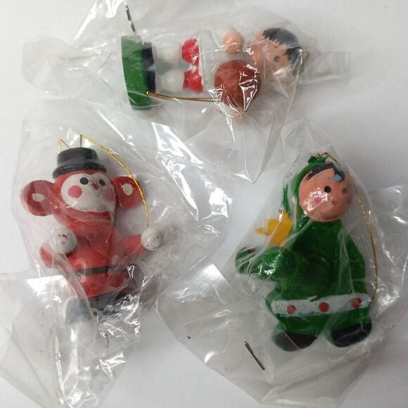 Miniature Wooden Christmas Ornaments Set of 12 Holiday Christmas Tree Decoration - Picture 3 of 6